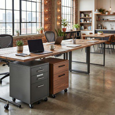 mobile pedestals use in co working spaces