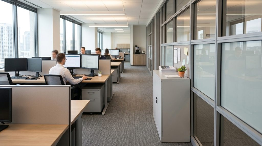 Avios | How to Maximise Office Storage Without Using More Floor Space Half-height cabinets provide convenient file storage with extra space on top for office essentials.
