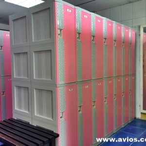 2 Tiers ABS Plastic Lockers XL Size Hotel Locker Pink