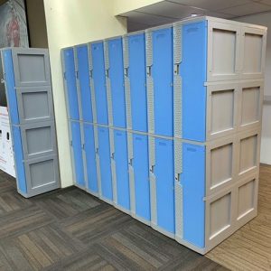 2 Tiers ABS Plastic Lockers XL Size Sky Blue Concealed Hinges