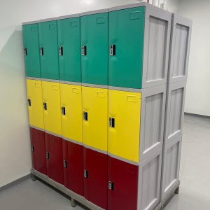 3 Tiers ABS Plastic Lockers L Size Green Yellow and Red