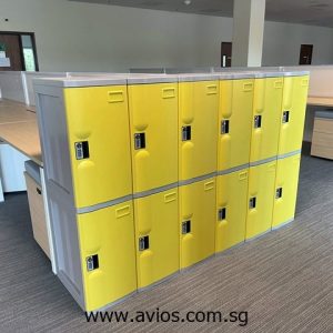 3 Tiers ABS Plastic Lockers L Size Yellow
