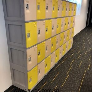 4 Tiers ABS Plastic Lockers M Size Yellow and Beige