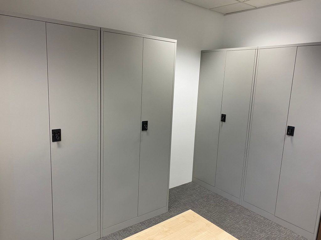 grey filing cabinet in the office room